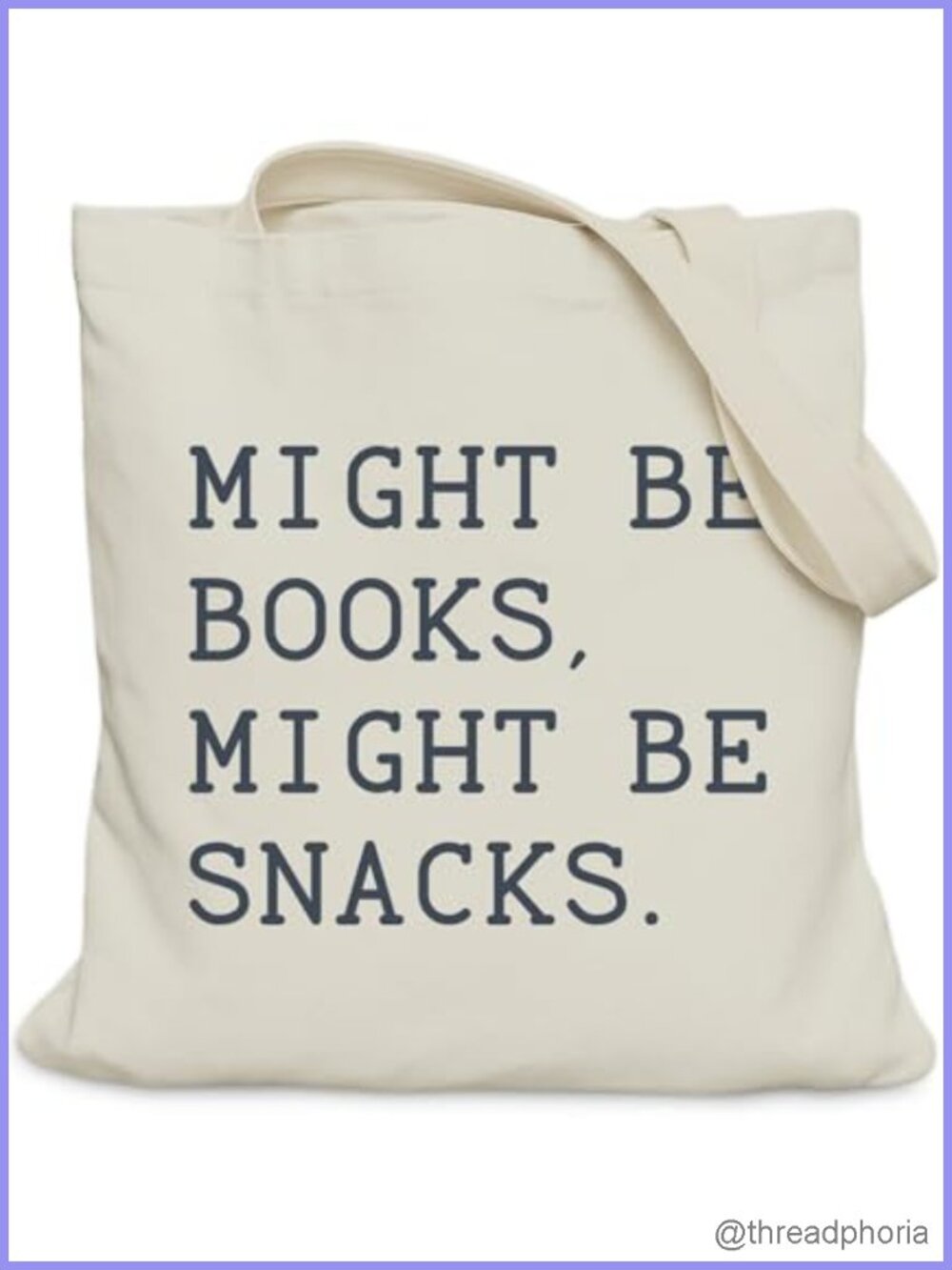 Canvas Tote Bag Book Lovers Gift with Inner Pocket